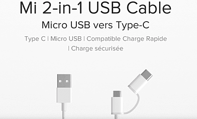 Mi 2-In-1 USB Cable (Micro USB To Type C) 30cm
